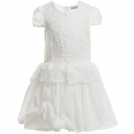 MISS BLUMARINE White Lace & Chiffon Dress