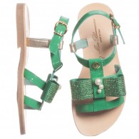 MISS BLUMARINE  Girls Green Patent Leather Sandals