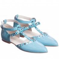 MISS BLUMARINE Girls Blue Patent Leather Shoes