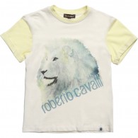 ROBERTO CAVALLI Boys Ivory Lion T-Shirt
