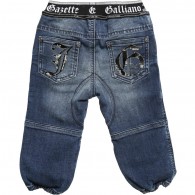 JOHN GALLIANO Baby Boys Blue Jeans with Branded Waistband