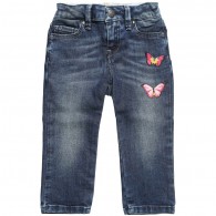 JOHN GALLIANO Baby Girls Blue Jeans with Butterflies