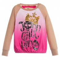 JOHN GALLIANO Girls Jewelled Crown & Gold Sleeves T-Shirt