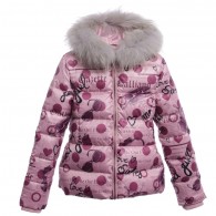 JOHN GALLIANO Girls Pink Down Padded Jacket & Fur Collar