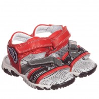 JOHN GALLIANO Red Leather 'Gazette' Velcro Sandals