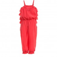MISS BLUMARINE Coral Pink Jumpsuit with Ruffle Top