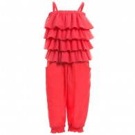 MISS BLUMARINE Coral Pink Jumpsuit with Ruffle Top