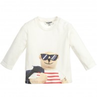 JUNIOR GAULTIER Baby Boys Ivory Top with Cool Teddy Print