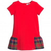 JUNIOR GAULTIER Baby Girls Red Short Sleeved Dress with Tartan Skirt