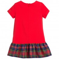 JUNIOR GAULTIER Baby Girls Red Short Sleeved Dress with Tartan Skirt