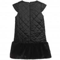 JUNIOR GAULTIER Black Quilted Dress with Synthetic Fur Skirt