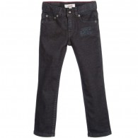 JUNIOR GAULTIER Boys Black Cotton Jeans with Tartan