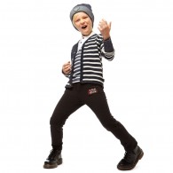 JUNIOR GAULTIER Boys Black Jersey Trousers with Check Trim