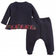 JUNIOR GAULTIER Baby Girls Navy Blue Quilted Tracksuit
