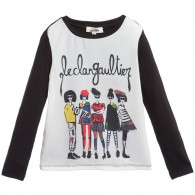 JUNIOR GAULTIER Girls White & Black Top with Girl Print