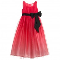 JUNIOR GAULTIER Pink Long Couture Tulle Dress with Sash Bow