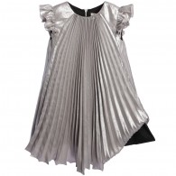 JUNIOR GAULTIER Silver Metallic Shimmer Pleated Dress
