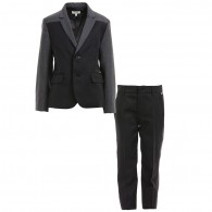 JUNIOR GAULTIER Boys Grey & Black Wool Suit