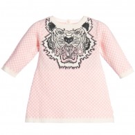 KENZO Baby Girls Fine Knit Cotton Pink Tiger Dress