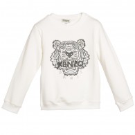 KENZO Girls Ivory & Silver Tiger Sweatshirt