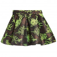 KENZO Green 'Monster' Pattern Jacquard Skirt