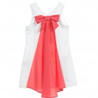 MISS BLUMARINE Girls White Long Top with Coral Bow