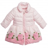 MISS BLUMARINE Baby Girls Pink Coat with Embroidered Roses