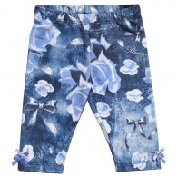 MISS BLUMARINE Baby Girls Blue Floral Print Leggings