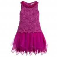 MISS BLUMARINE Fuschia Pink Lace & Tulle Dress