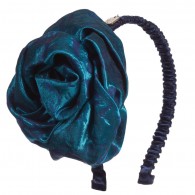 MISS BLUMARINE Girls Blue Silk Jacquard Rose Hairband