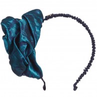 MISS BLUMARINE Girls Blue Silk Jacquard Rose Hairband