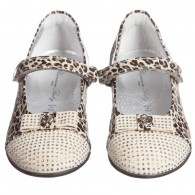 MISS BLUMARINE Girls Leopard Print Leather & Velcro Shoes
