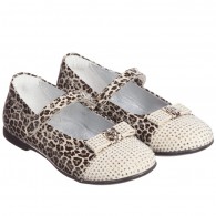 MISS BLUMARINE Girls Leopard Print Leather & Velcro Shoes