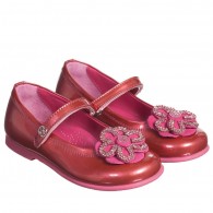 MISS BLUMARINE Girls Fuchsia Pink Pearl Velcro Shoes
