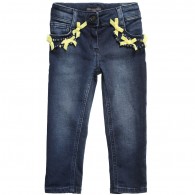 MISS BLUMARINE Girls Blue Jeans with Yellow Bows