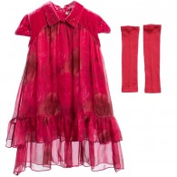 MISS BLUMARINE Pink Silk Dress with Arm Warmers