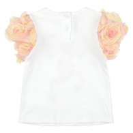MISS BLUMARINE Cotton jersey T-shirt with appliqué flowers - White