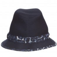 ROBERTO CAVALLI Boys Navy Blue Trilby Hat with Leopard Trim
