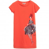 JUNIOR GAULTIER Orange Jersey Dress with Lady Print