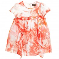 ROBERTO CAVALLI Baby Girls Silk 'Floral Orange' Dress