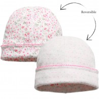 PETIT BATEAU Baby Girls Ditsy Floral Pink Reversible Hat