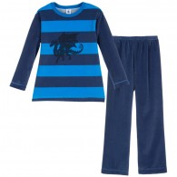 PETIT BATEAU Boys Navy Blue Stripe Velour Pyjamas