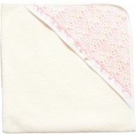 PETIT BATEAU Girls Ivory Ditsy Print Hooded Towel (77cms)