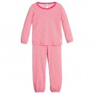 PETIT BATEAU Girls Pink Stripy Cotton Pyjamas