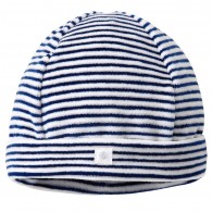 PETIT BATEAU Navy Blue Striped Velour Baby Hat