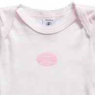 PETIT BATEAU Pink Milleraies Stripe & White Cotton Bodysuits (2 Pack)