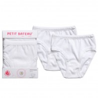 PETIT BATEAU Girls White Cotton Jersey Knickers (Pack of 2)