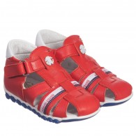 ROBERTO CAVALLI Boys Red Leather Velcro Sandals