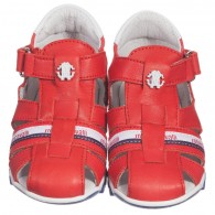 ROBERTO CAVALLI Boys Red Leather Velcro Sandals