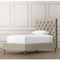 RH-Chesterfield Upholstered Bed-Washed Belgian Linen